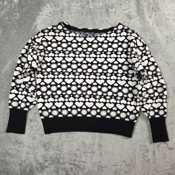 Anthropologie Maeve Sweater Womens Medium Black White Heart Boho Preppy Pullover - Picture 2 of 7